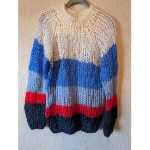 MAIAMI colorful stripe mohair pullover sweater sz S/M